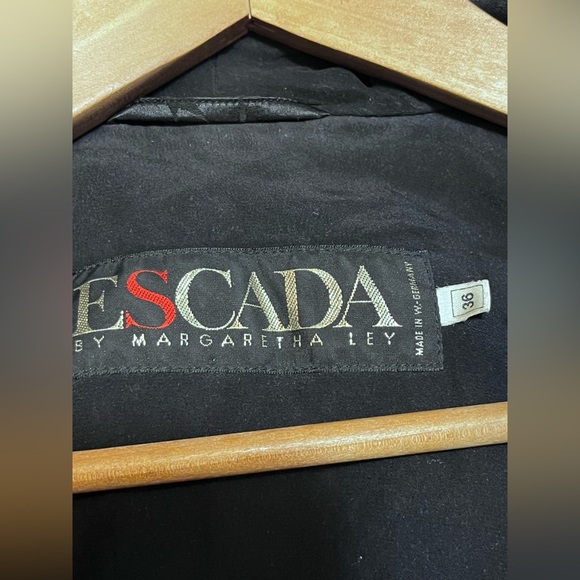 80s Vintage ESCADA Margareta Ley 38 Black Elegant Floral Blazer Double Breasted - Picture 7 of 9